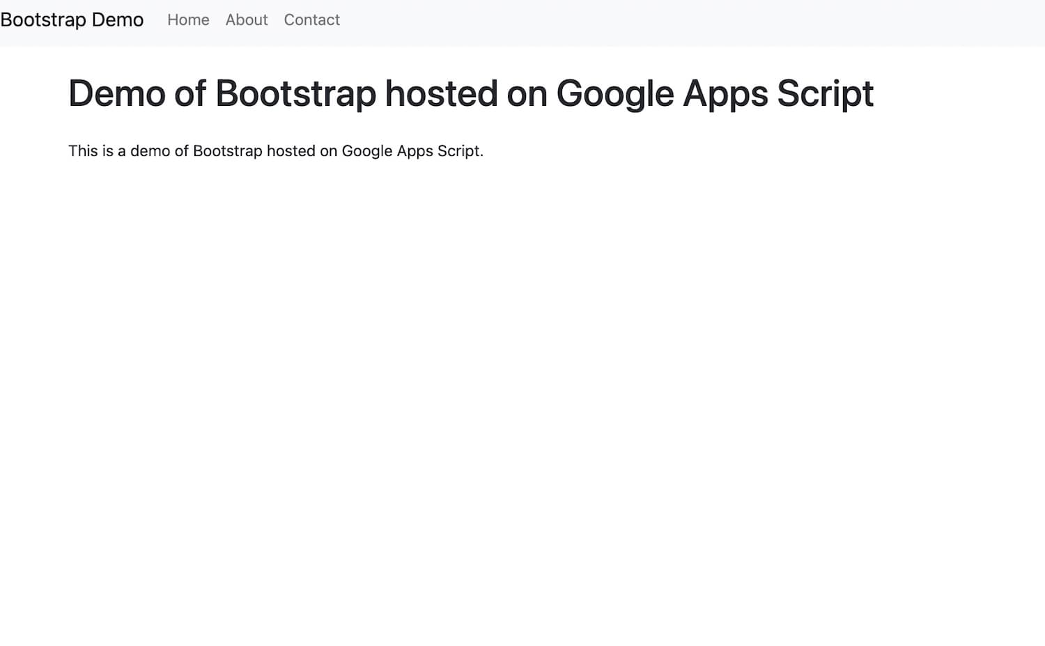 Screenshot of how to host a web page on Google Apps Script with Bootstrap