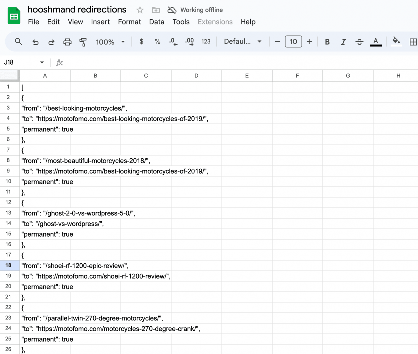 Pasted JSON Array data into a google sheet as values